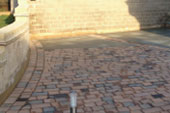 Block paved drive area, with lighting feature. Powys, Mid wales